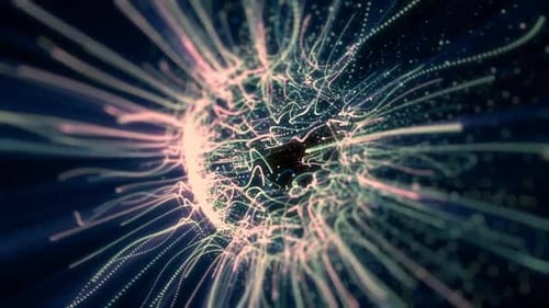Dynamic Glowing Particle Lines Tunnel Background Animation
