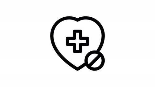 Animated Medical Heart Icon with Prohibition Sign