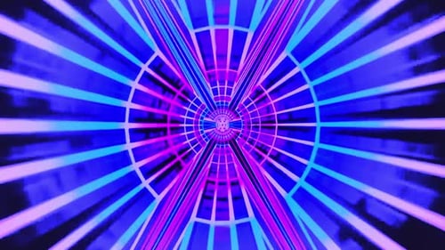Vibrant purple and blue neon tunnel