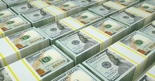 Animated Stacks of One Hundred Dollar Bills Loop