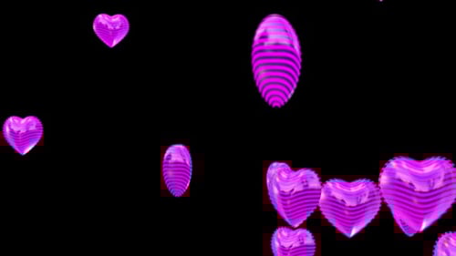 Animated Pink Striped Hearts Floating Background