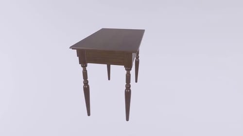 3D Wooden Table with Drawers Rotating Animation