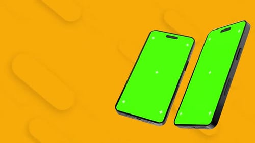 Modern Floating Smartphones Green Screen Mockup