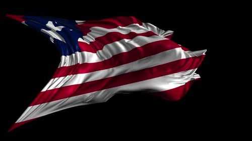 Realistic Waving Liberian Flag Animation on Black Screen