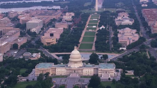 Washington D.C. Aerial View of the Capitol and National Mall Lawn