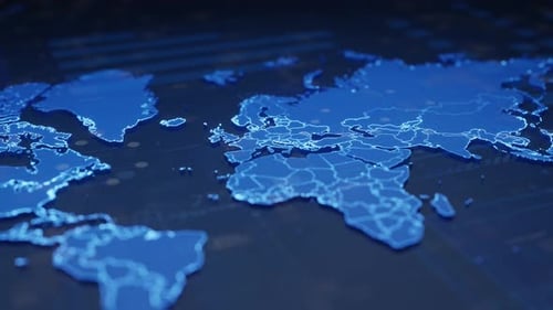 Futuristic Digital World Map Global Network Technology Background