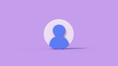 User profile icon. Minimal cartoony design. 3D render animation