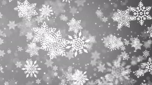 Heavy Snowfall Snowflakes in Different Shapes