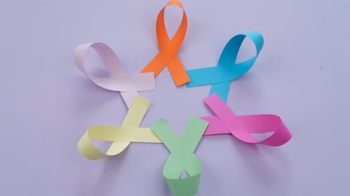 Colorful Paper Ribbons in Abstract Arrangement