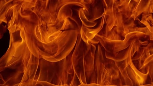 Dynamic Flames Close-Up on Black Background