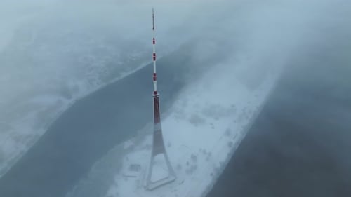 Aerial View of the Riga Radio and TV Tower in Riga Latvia