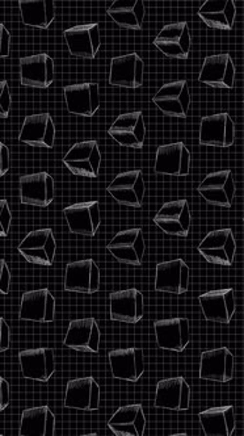 Hand Drawn Spinning Black & White Cube Shapes Portrait