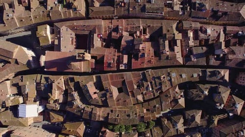 Aerial view of medieval architecture and old town, Italy.