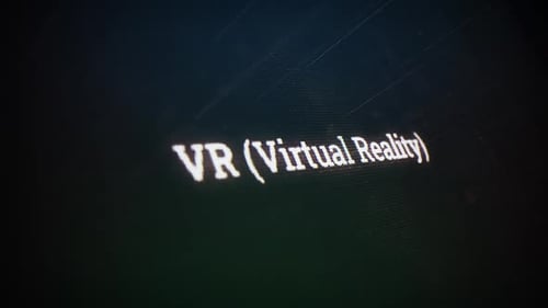 Vr (Virtual Reality) On Digital Screen Message On Computer Screens