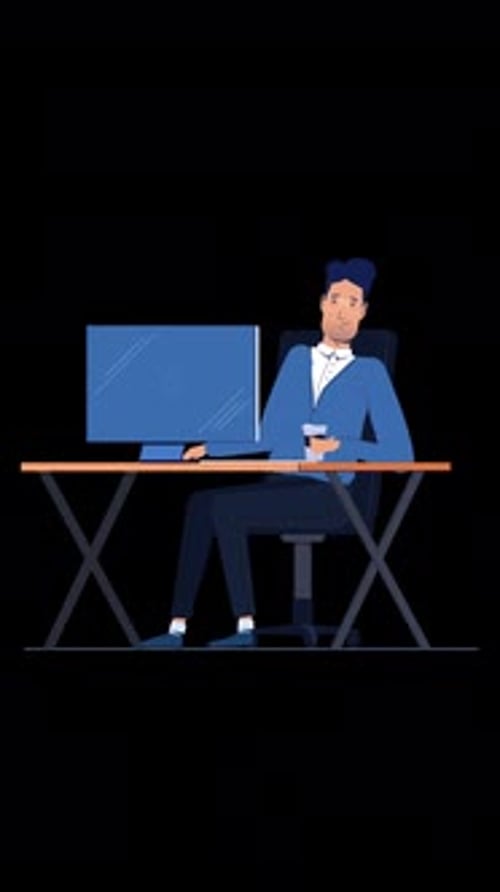 Man Working An Office Alpha Channel Vertical