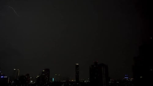 Sky with dark clouds and lightning.