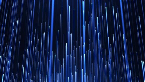 Abstract digital background with glowing neon particles flying upward. movement of a stream of glow