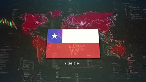 Chile Stock Market Chart Background With Flag