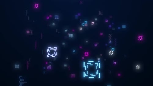 Glowing Neon Digital Tech Pattern Abstract Background