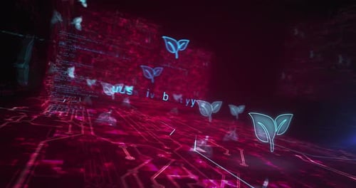 Ecology and eco friendly technology symbols loop cyber concept