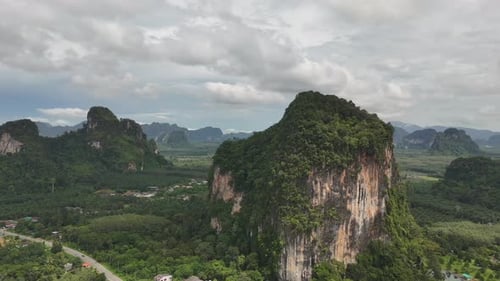 Aerial View of Lush Karst Formations in Krabi