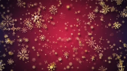 Falling Golden Snowflakes Christmas Celebration Motion Background