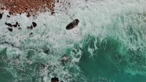 Beach and Sea Waves Top Vew