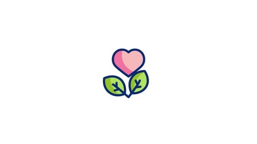 Growing Heart and Leaves Minimalist Animation