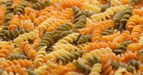 Pasta Backgroud Macro View of Dry Authentic Italian Fusilli