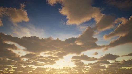 Time-Lapse Clouds Moving Through a Golden Sunset Sky