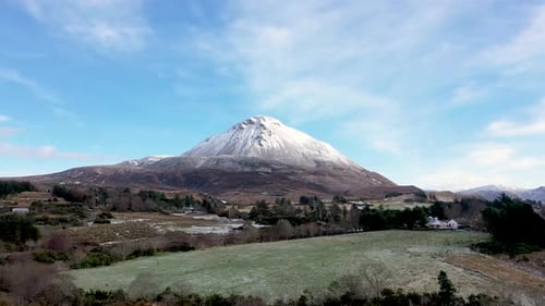 The Snow Covered Mount Errigal the Highest Mountain in Donegal Ireland