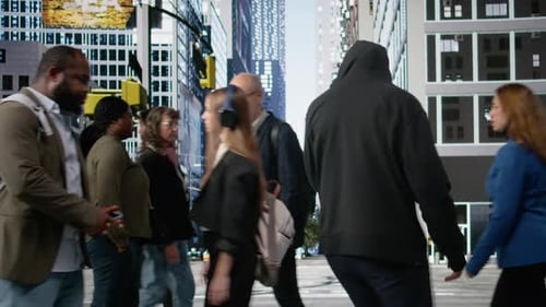 Theft in Downtown Street As a Man Grabs Handbag From Gen z Female Victim