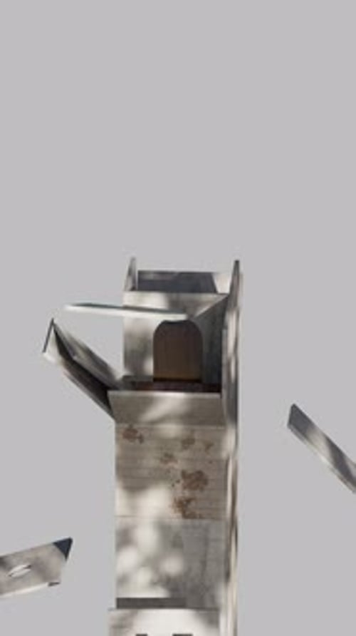 Bucle en forma de torre cúbica texturizado en 3D