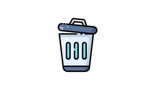 Flat Design Animated Trash Can Icon Opening Lid