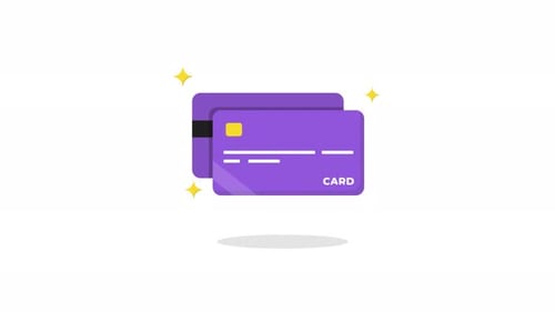 4k Bankkarte. Animationsvideo zum Zahlungs- und Finanztransaktionskonzept