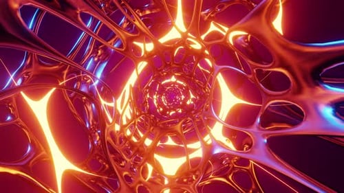 Futuristic Glowing Abstract Organic Tunnel Background