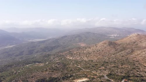 Aerial video of green landscapes and mountains in Crete