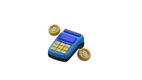 3D Animated POS Payment Terminal with Coins and Receipt