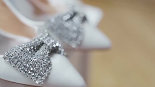 Elegant Wedding Shoes with Silver Bow Detail