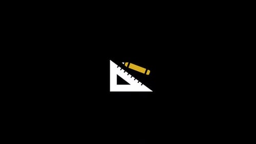 Flat Design Ruler and Pencil Drawing Animation