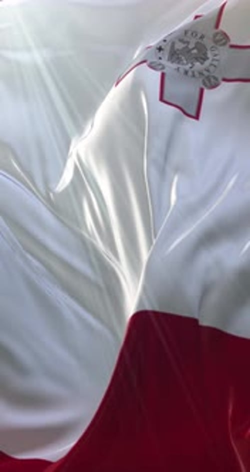 Realistic Waving Flag of Malta Vertical Animation