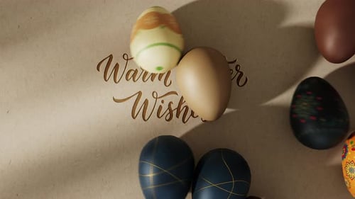Warm Easter Wishes Calligraphy Reveal with Rolling Eggs