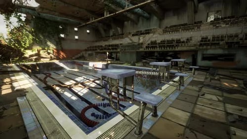An Abandoned Swimming Pool in an Empty Building
