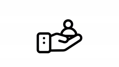 Minimalist Animated Hand Holding Person Icon