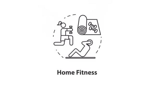 Home fitness concept icon line animation