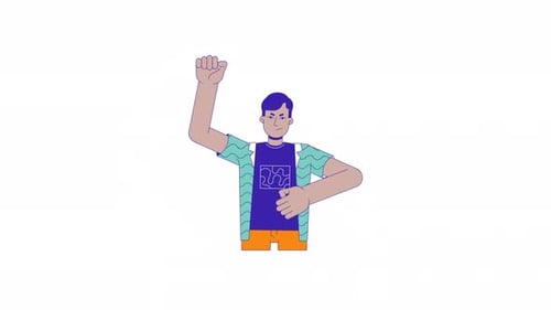 Animated Raised Fist Gesture in Flat Design Style