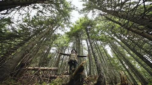 Low Angle View of a Young Woman Celebrating Nature