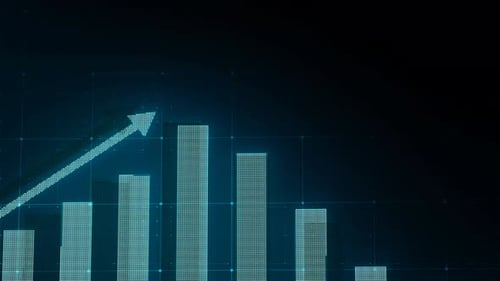 Glowing Cyan Business Chart Bar Animation