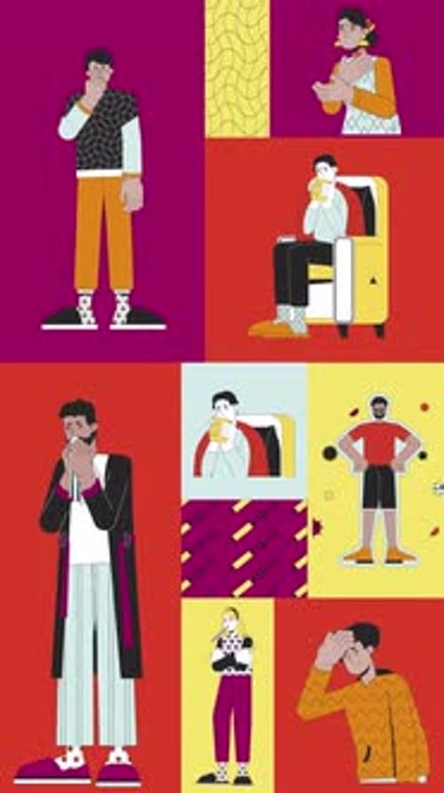Flu recovery and immune strength bento grid vertical animation