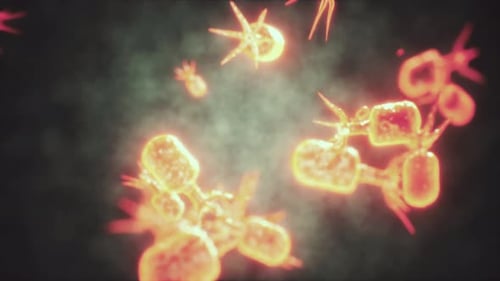 Abstract Microscopic Organisms in Glowing Fluid Animation